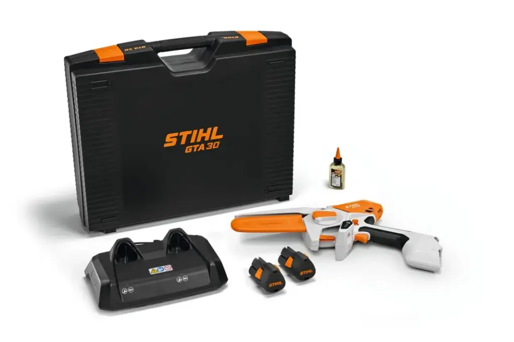 STIHL Mini-tronçonneuse sur batterie GTA 30 en set, avec deux batteries 